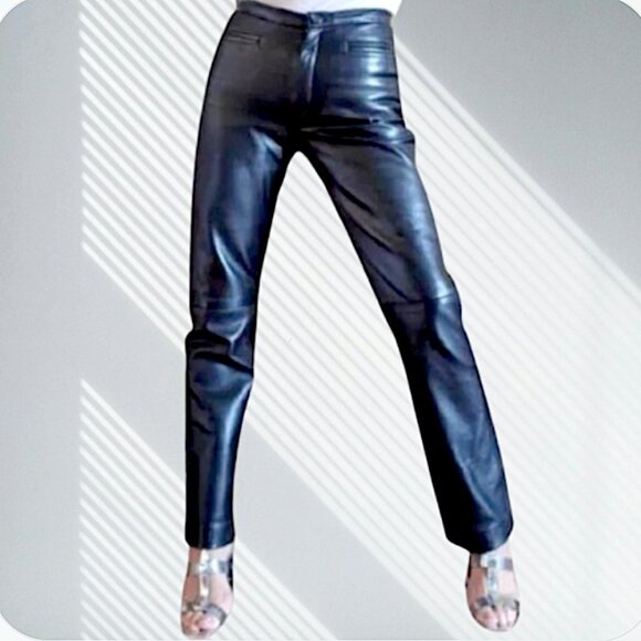 Vintage 100% Genuine Leather Pants, Black, Size 4 Mob Wife lambskin buttery soft - Picture 2 of 7